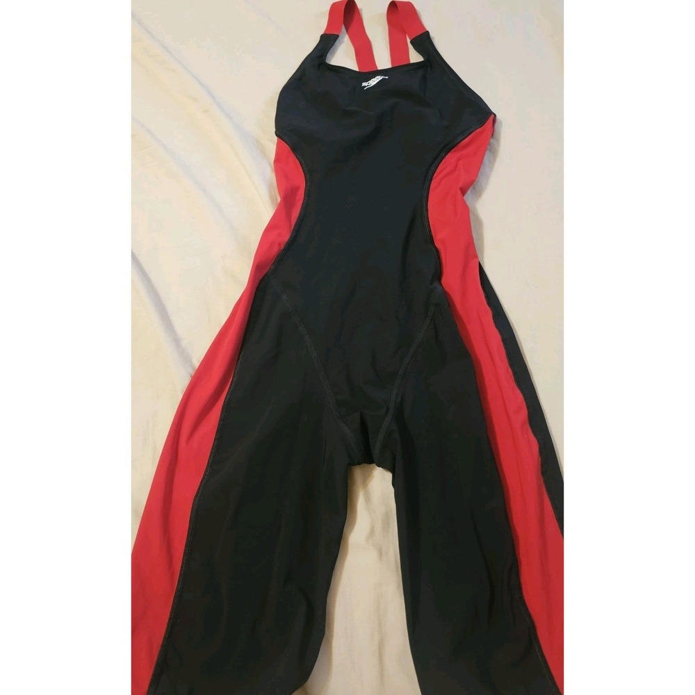 Speedo Women's Powerplus Solid Kneeskin Swimsuit Swimsuit Competitive EUC 6/32 - Picture 1 of 4